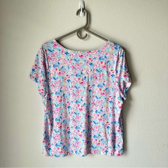 Lauren Ralph Lauren// Women Floral multi color 100% cotton t-shirt Size L - Picture 2 of 8